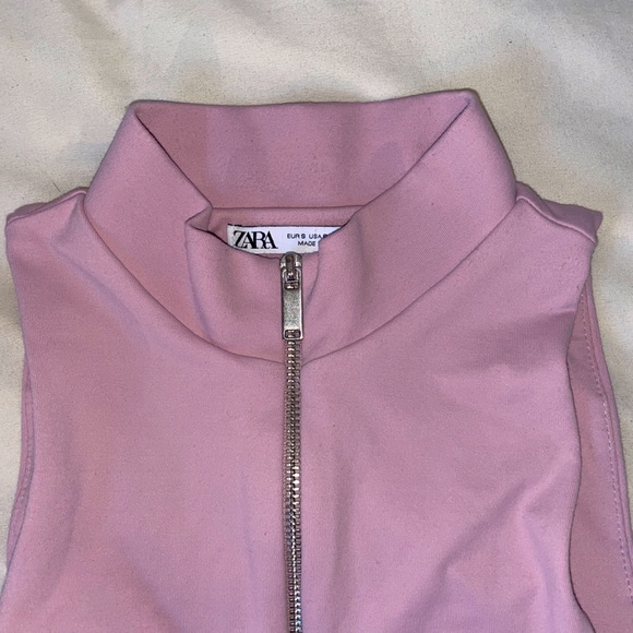 Zara Tops - ZARA • pink zip-up bodysuit